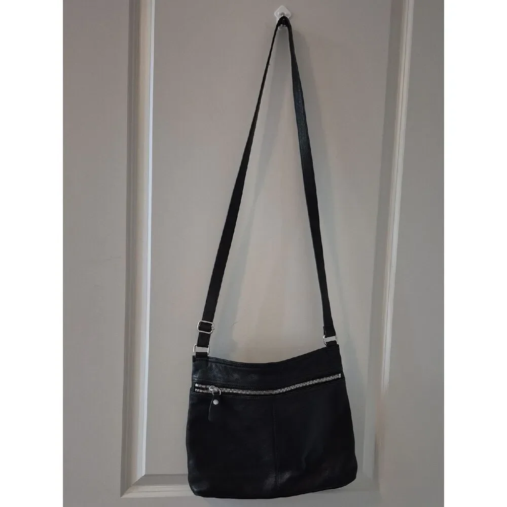 Margot Anthropologie Black Leather Slim Crossbody Bag